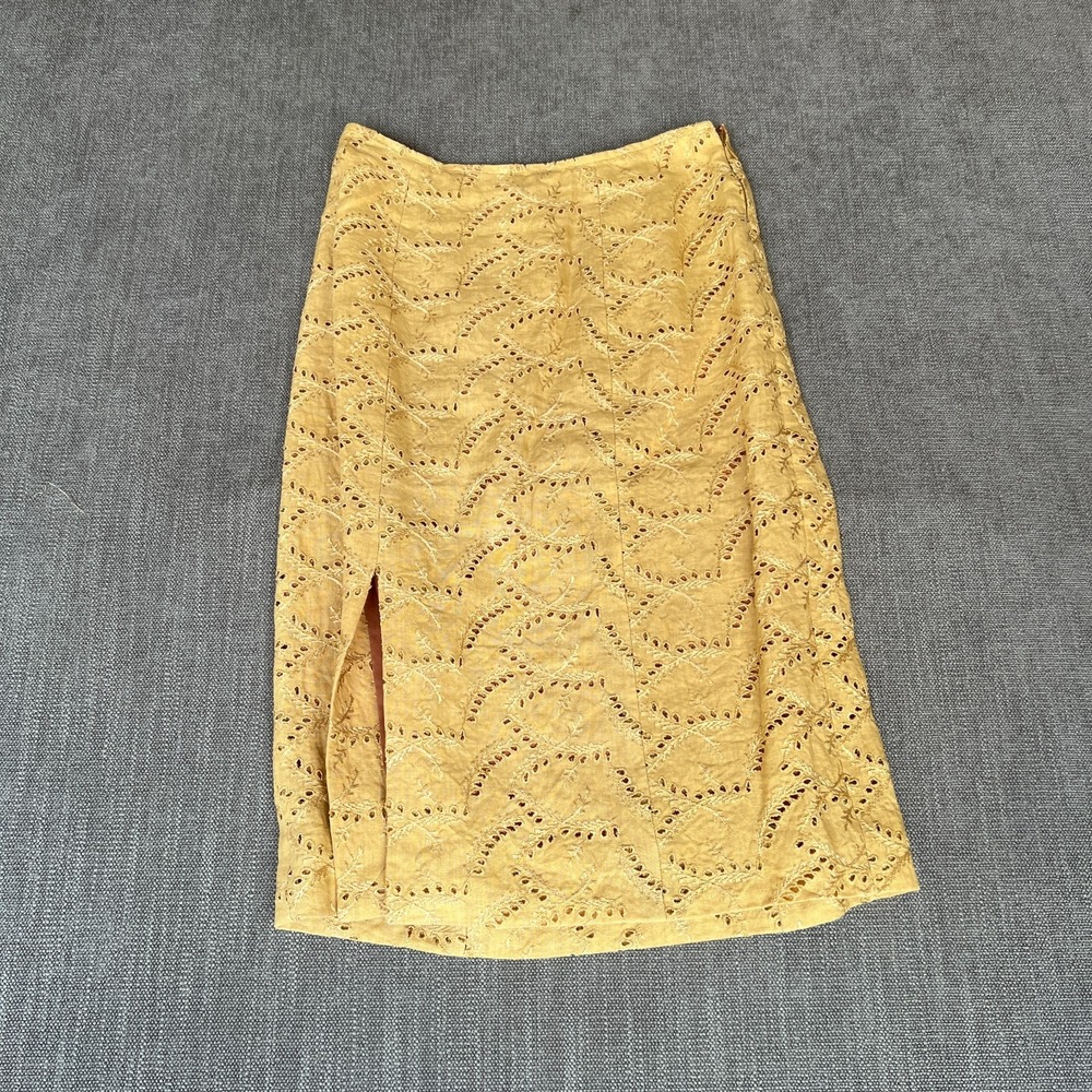 Vtg Ultra Betsey Johnson Two-Piece Blazer & Skirt Suit Set Womens Yellow Eyelet - Picture 11 of 16